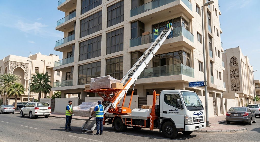 أمان تام للأدوار العليا | أحدث تكنولوجيا الرفع الهيدروليكي لنقل العفش فى الكويت